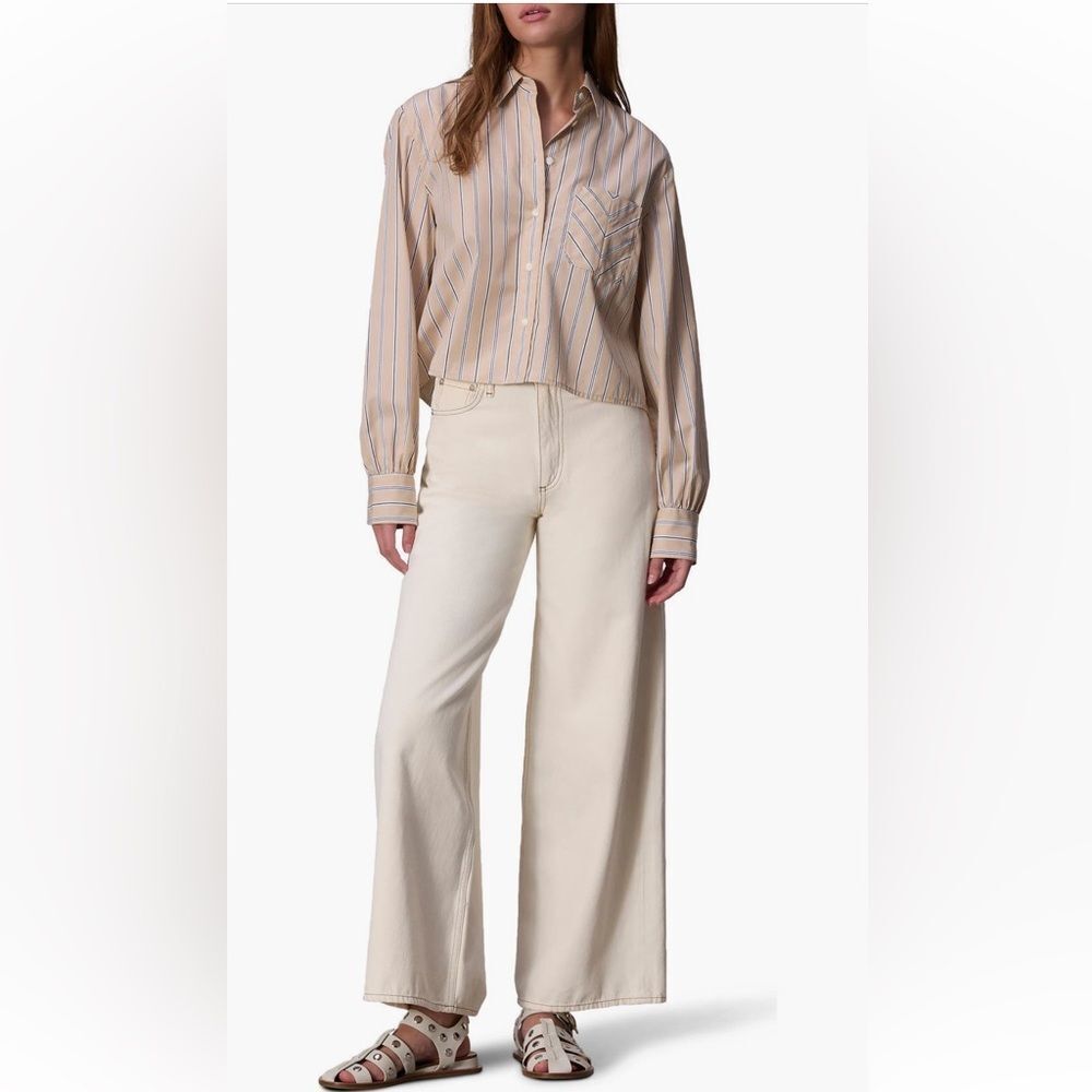 NEW rag & bone Sofie High Rise Ultra Wide Leg Jeans in Ecru Plus Size 33